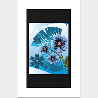 Blue Flowers Pattern Posters and Art